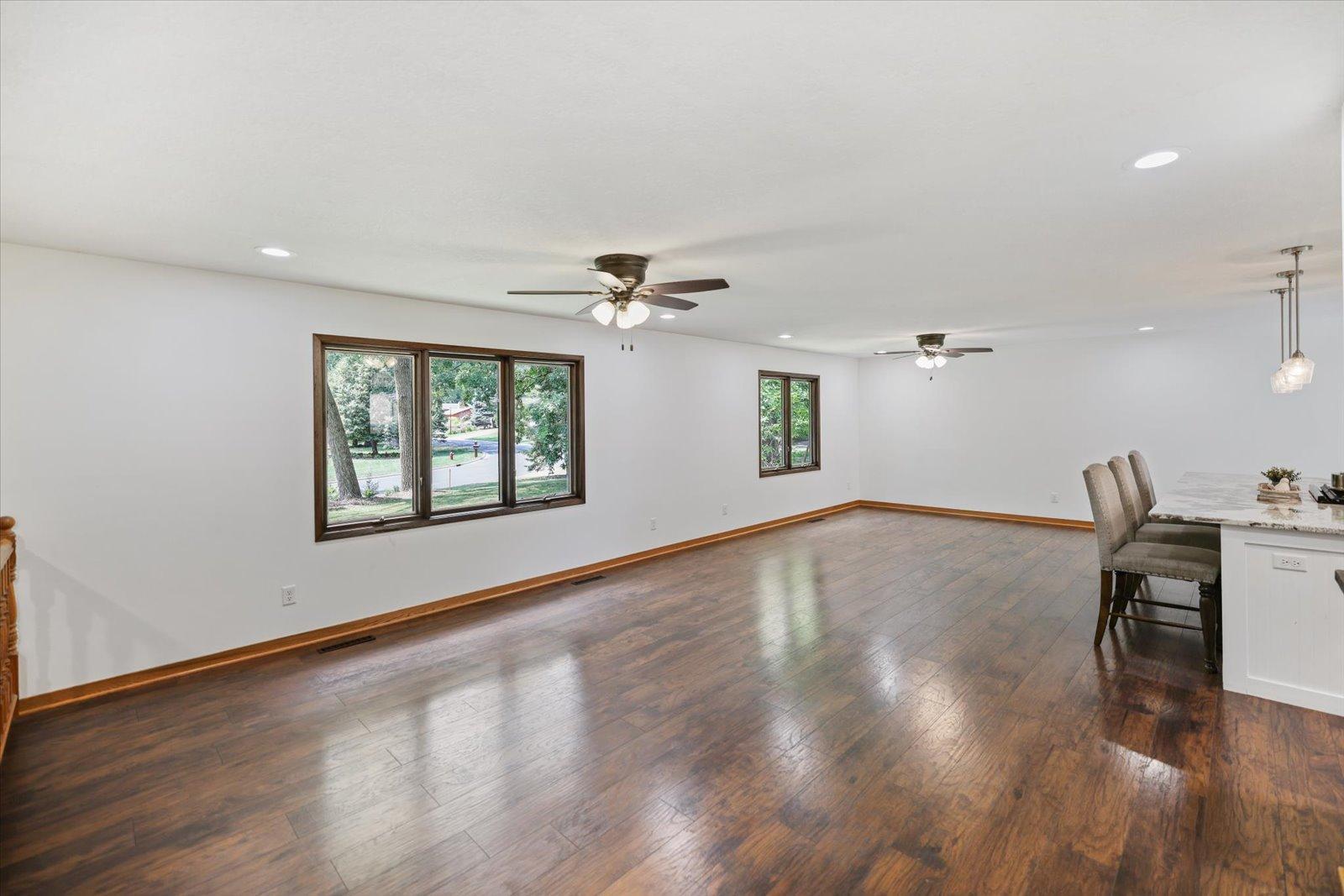 Living Room to Dining Room, so much natural light!
