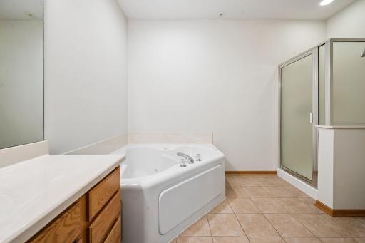 Master Bath Has A Jacuzzi Tub & A Walk In Shower