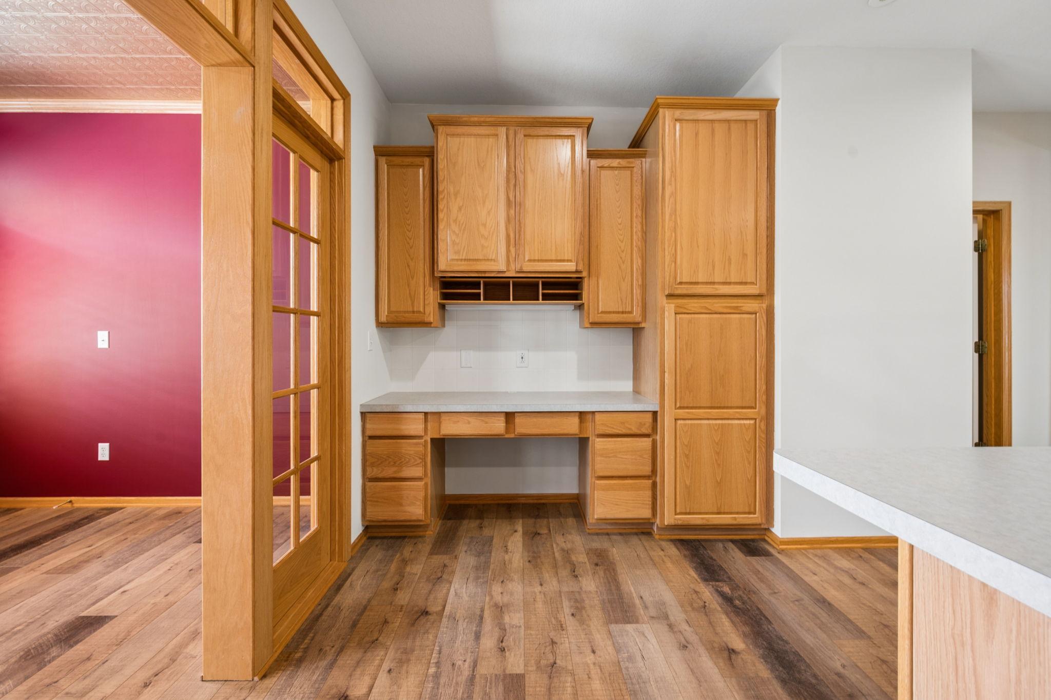 Built In Desk Area In The Kitchen