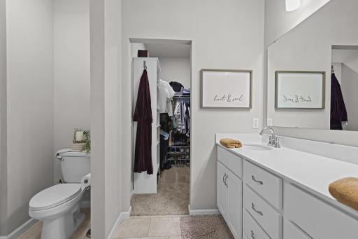 Primary Private 3/4 Bathroom to Walk-in closet
