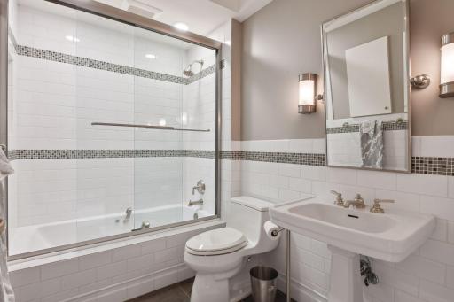 Third level full bath; this level also features an oversized cedar closet
