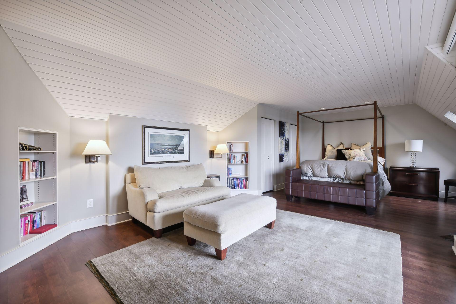 Continue up to the third level where you'll find two additional bedroom areas