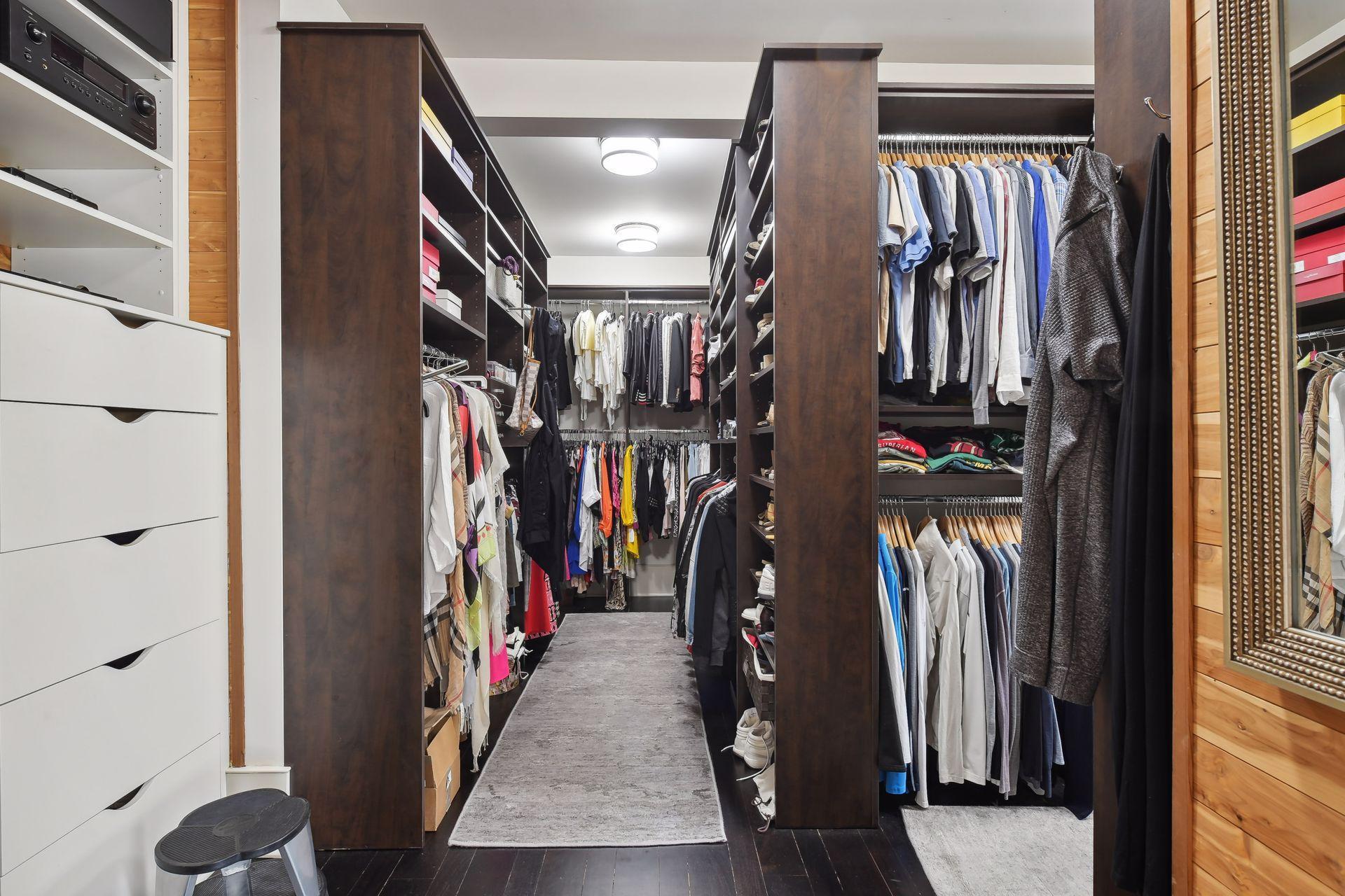 Amazing walk-in closet with built-in organizational components