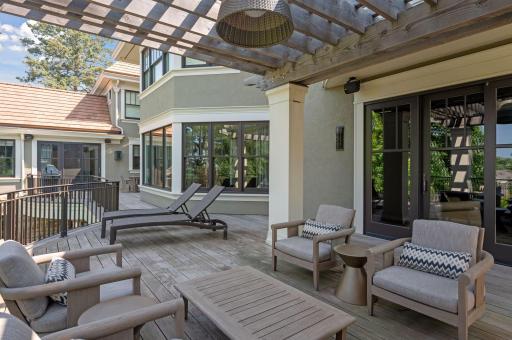 Dine al fresco out on the back balcony located off the kitchen area