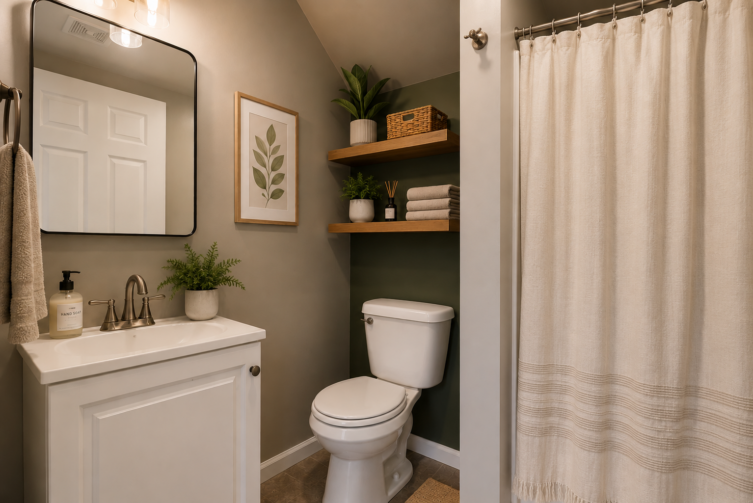 Virtually staged main level bathroom