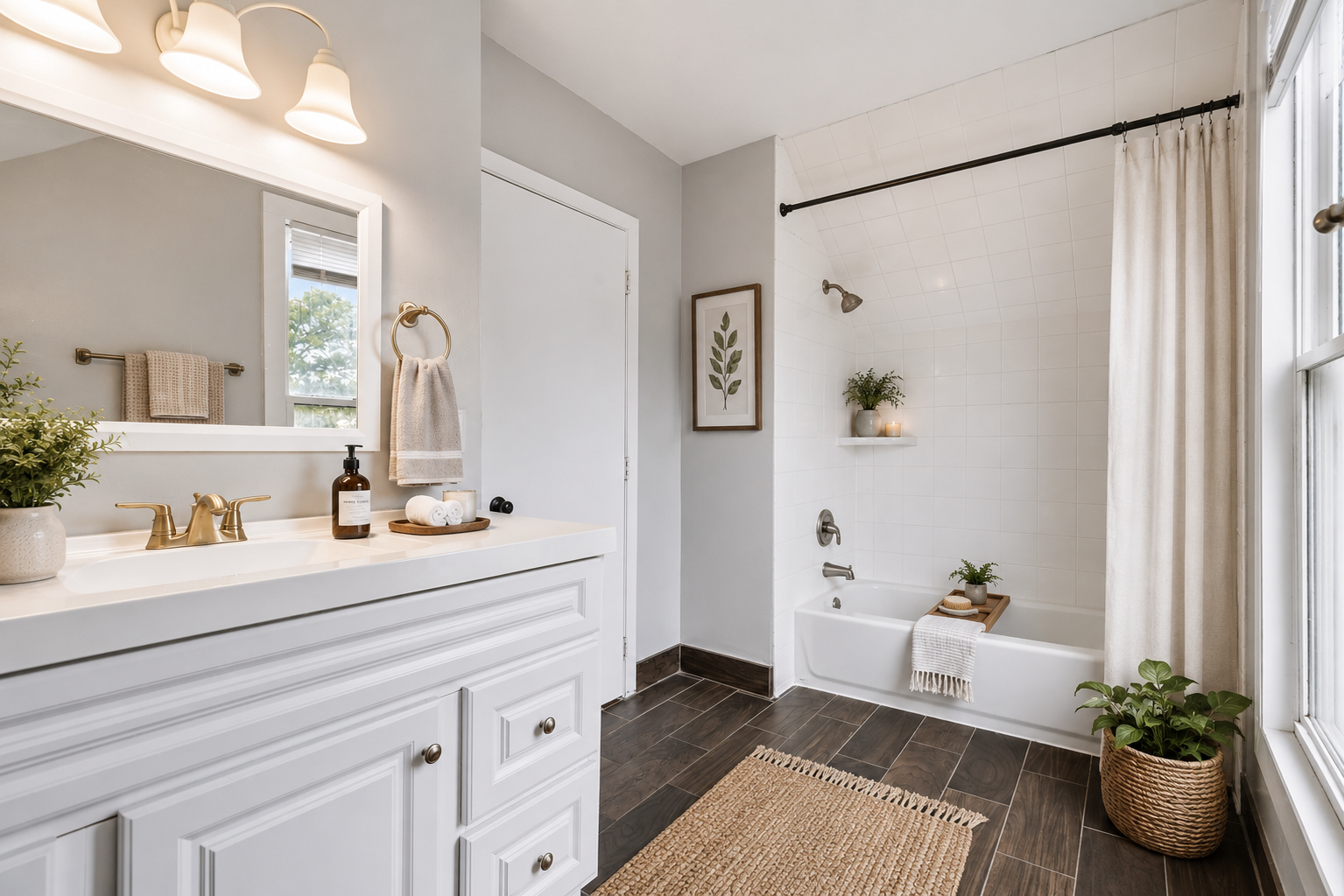 Virtually staged upper level bathroom