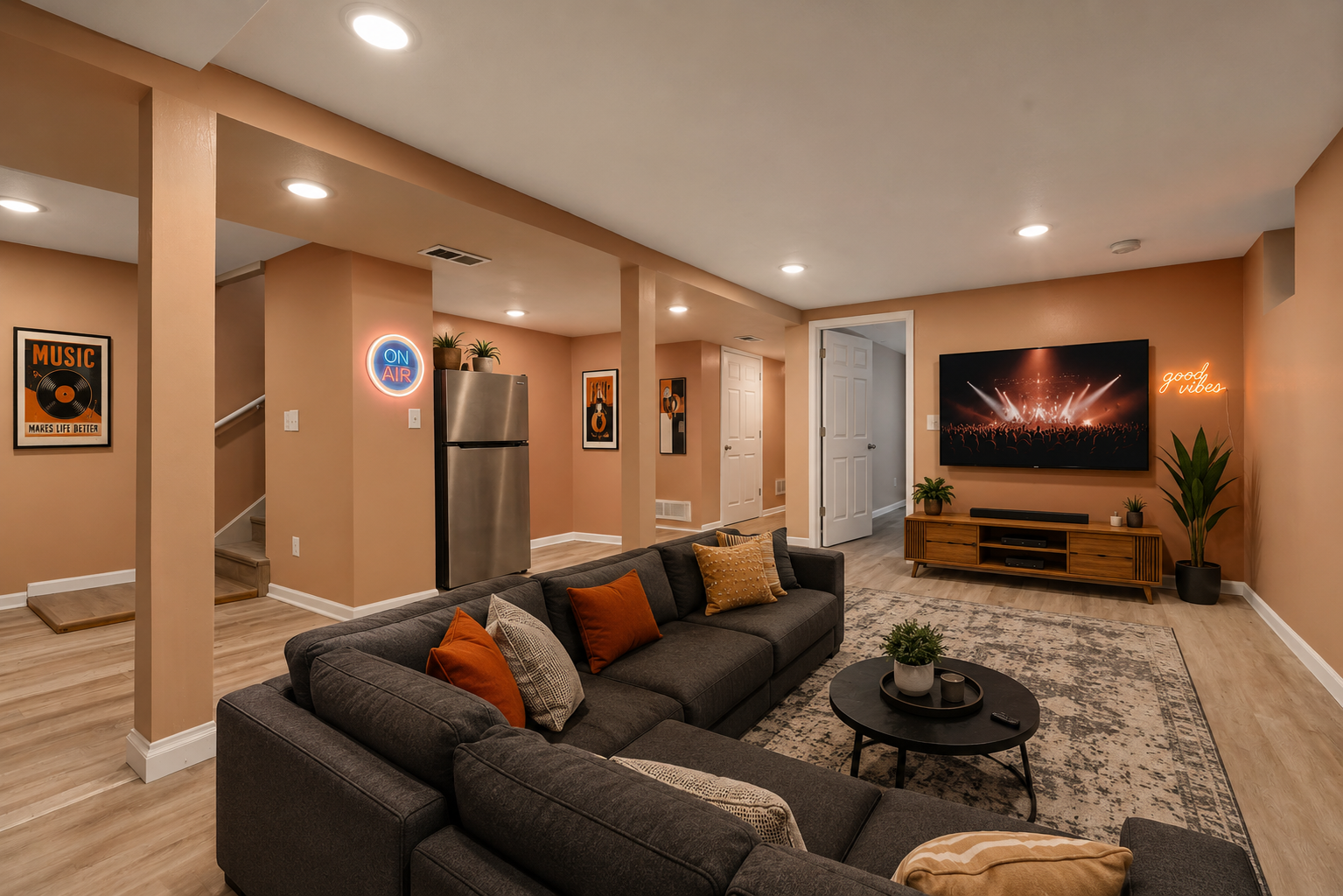 Virtually staged entertainment area