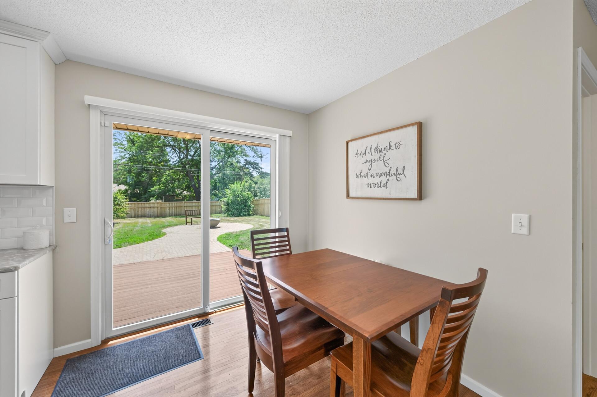 Dining room that leads out to the backyard