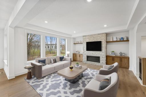 (Photo of an inventory home, actual homes finishes will vary) The stunning great room flows into the kitchen and dining room!