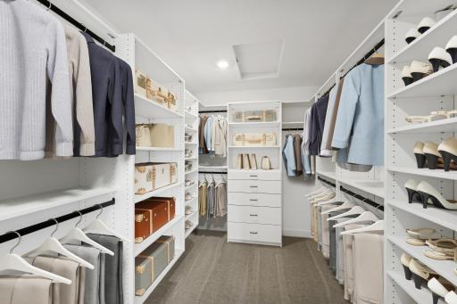 (Photo of an inventory home, actual homes finishes will vary) The primary bedroom closet.