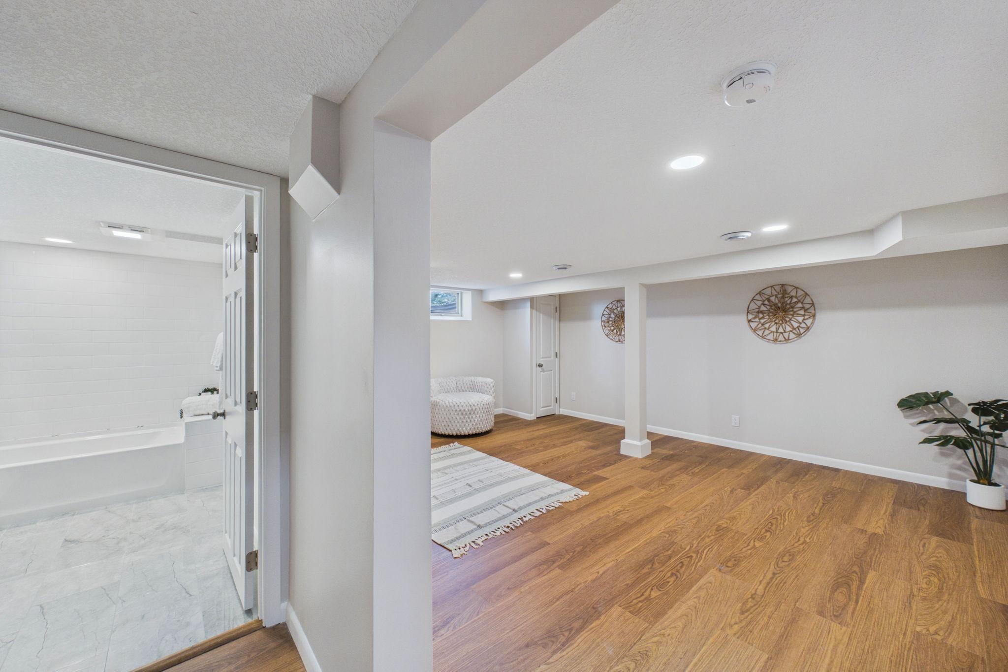 Lower level family room or recreation room is nice and open.