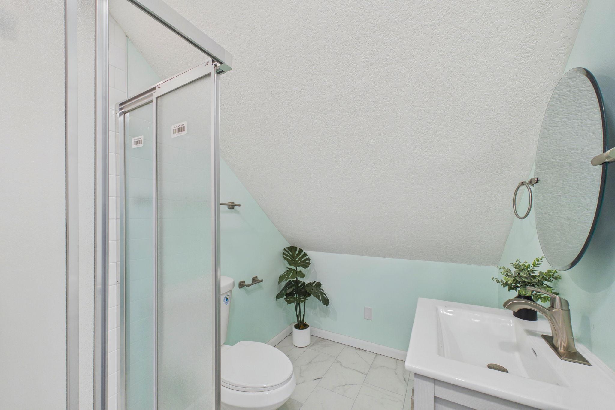 Newly added 3/4 bathroom.