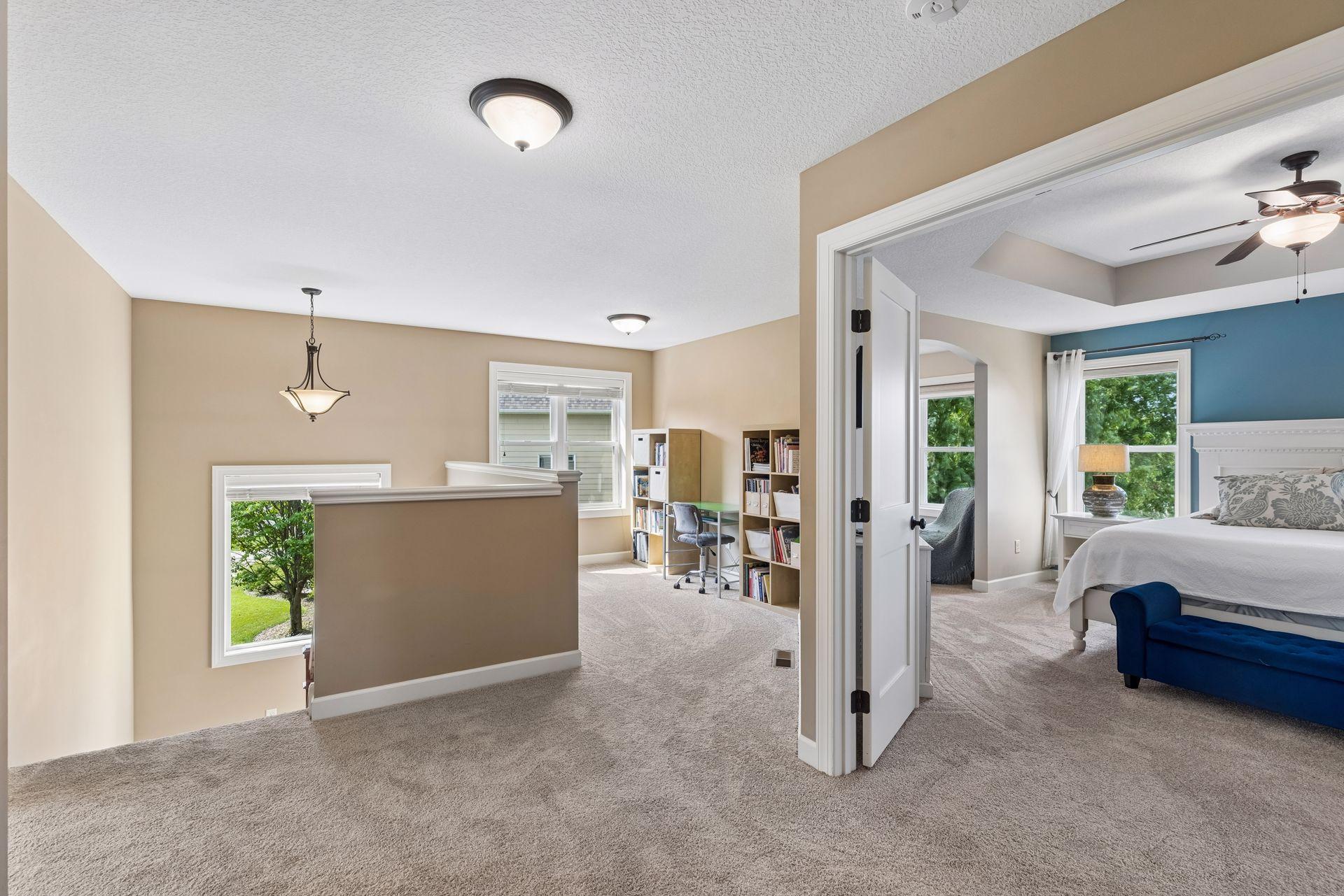 Upper level loft great for play, homework, relaxing!