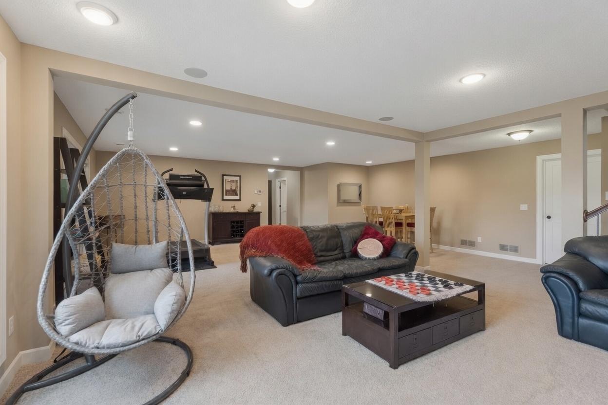 Room for exercise equipment, gaming, pool table, future wet bar...the possibilities.