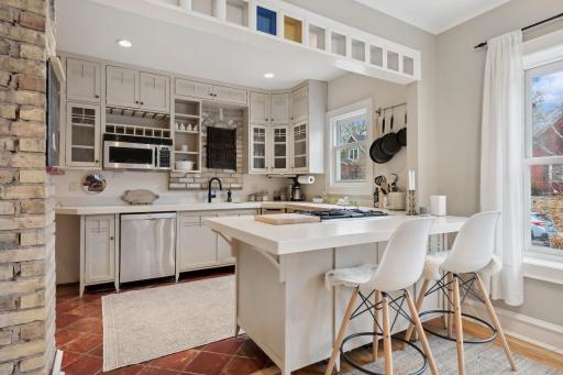 New countertops and freshly painted cabinets. Check out all the counterspace.