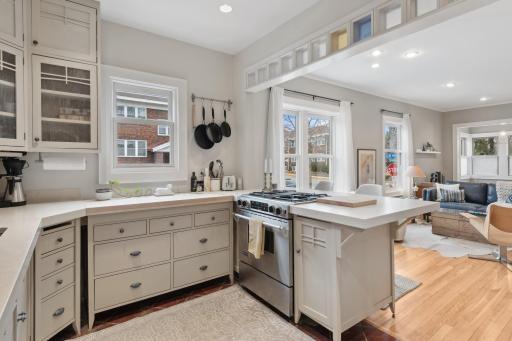 New countertops and freshly painted cabinets. Check out all the counterspace.