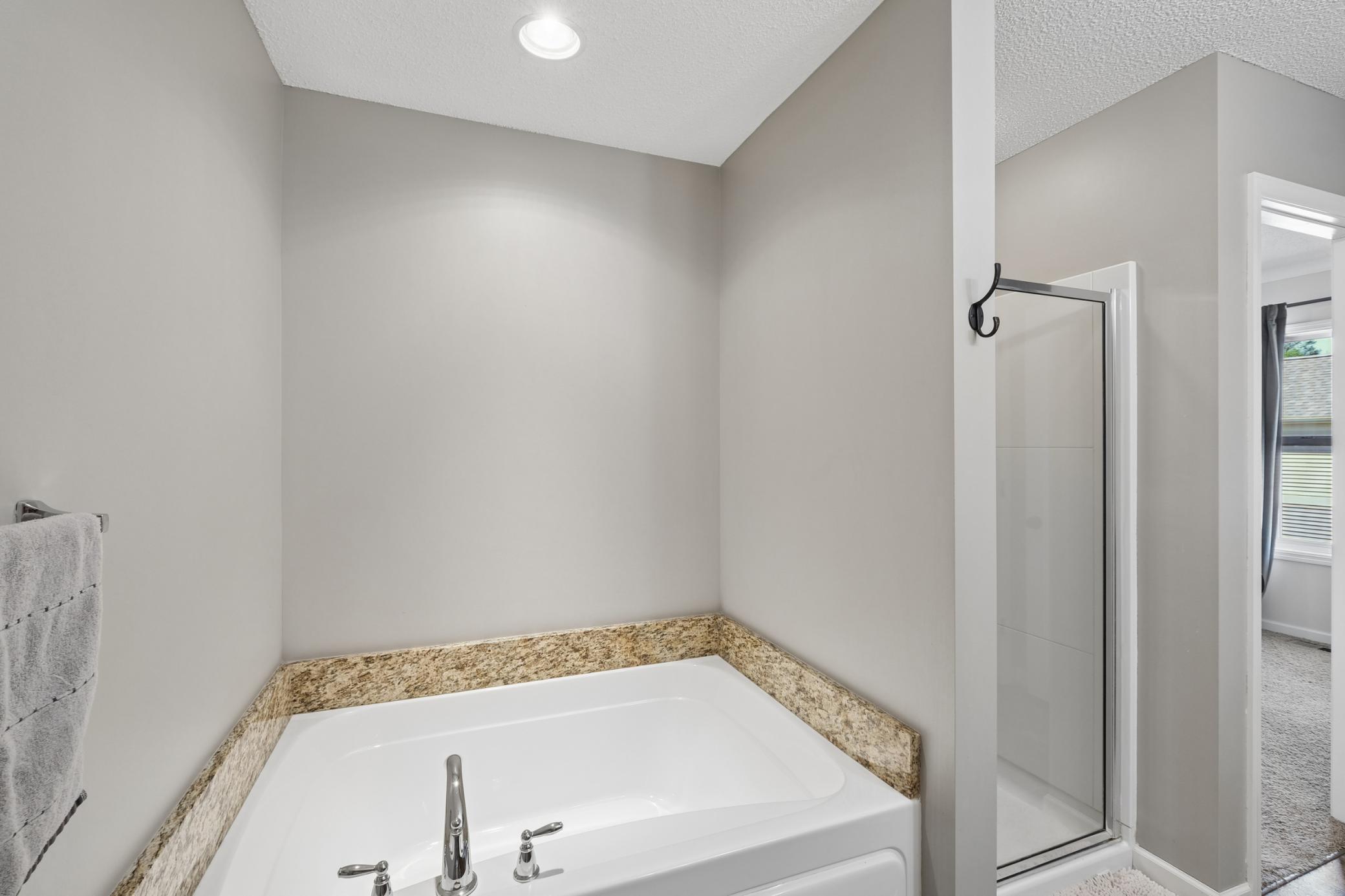 Oversized soaking tub in the primary bath