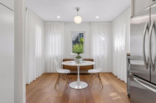 Floor to ceiling curtains fit the space perfectly.
