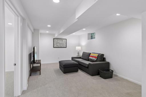 Finished lower level family room.
