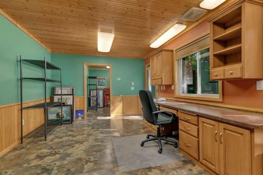 Expansive office space located right off the shop, this space has both heat/ac.