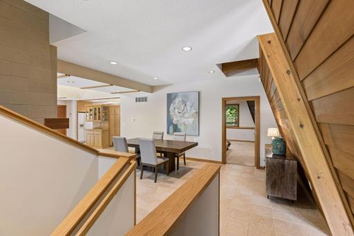Architecturally inspired angled redwood wall