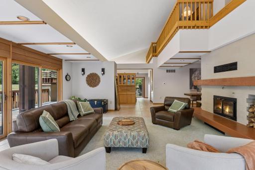 18-foot cathedral-style ceiling with a redwood-lined exterior wall