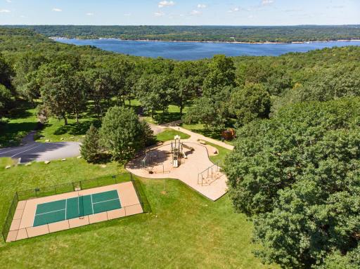 Neighborhood private 10-acre park with recreational amenities. A view of the St. Croix River Valley in the background is available from the park overlook.