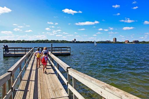 Lake Harriet Pier, is a simple way to get right out over the water, with open views across Lake Harriet.
