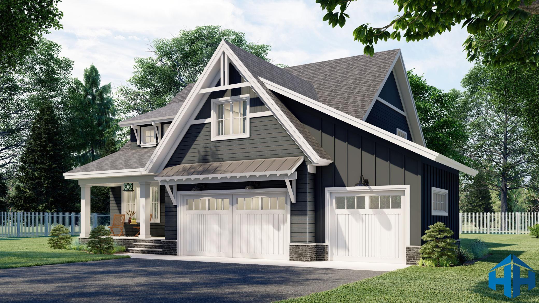 Hoxie Homes SAMPLE design, Emerald side front elevation