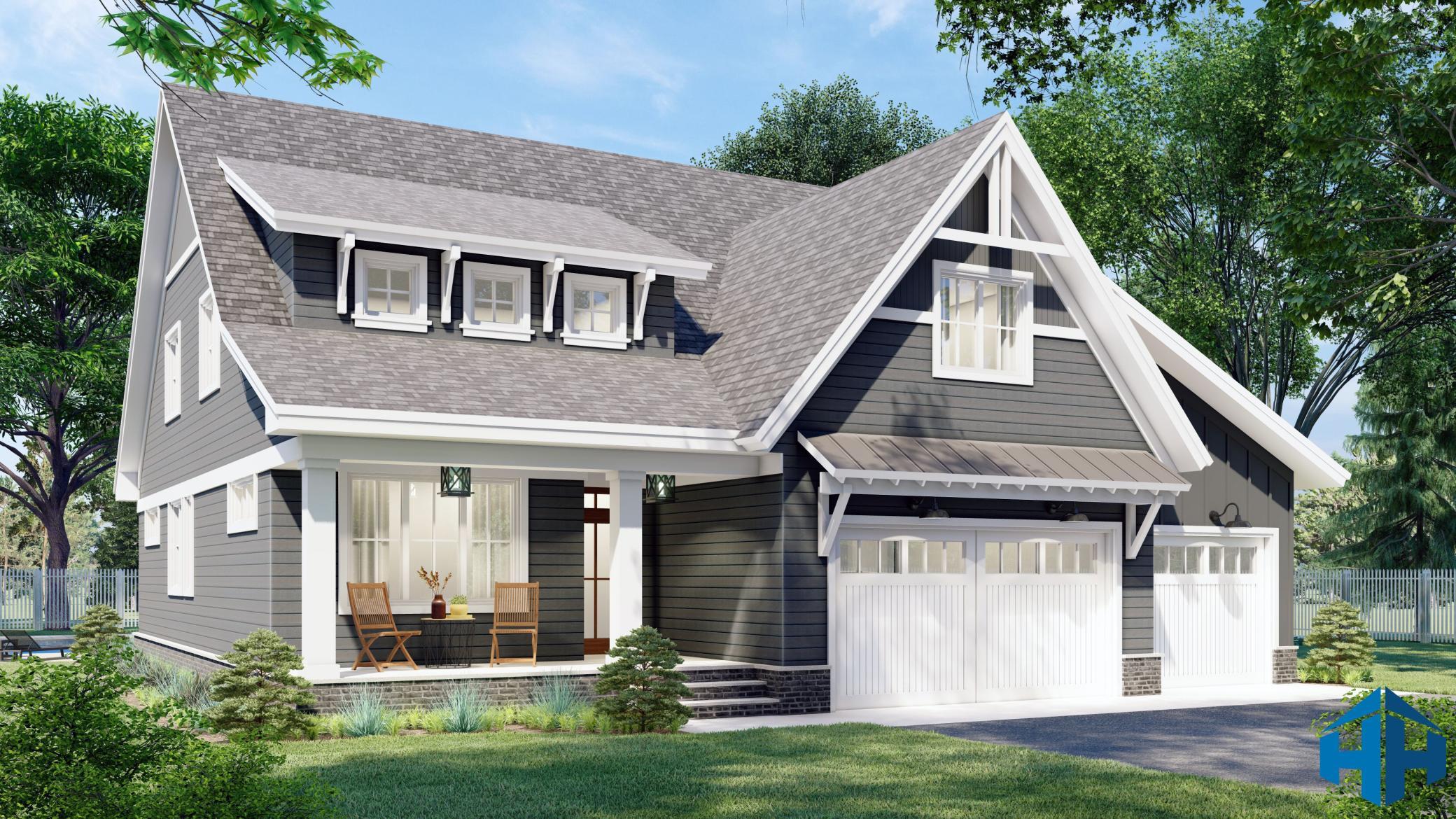 Hoxie Homes SAMPLE design, Emerald side front elevation