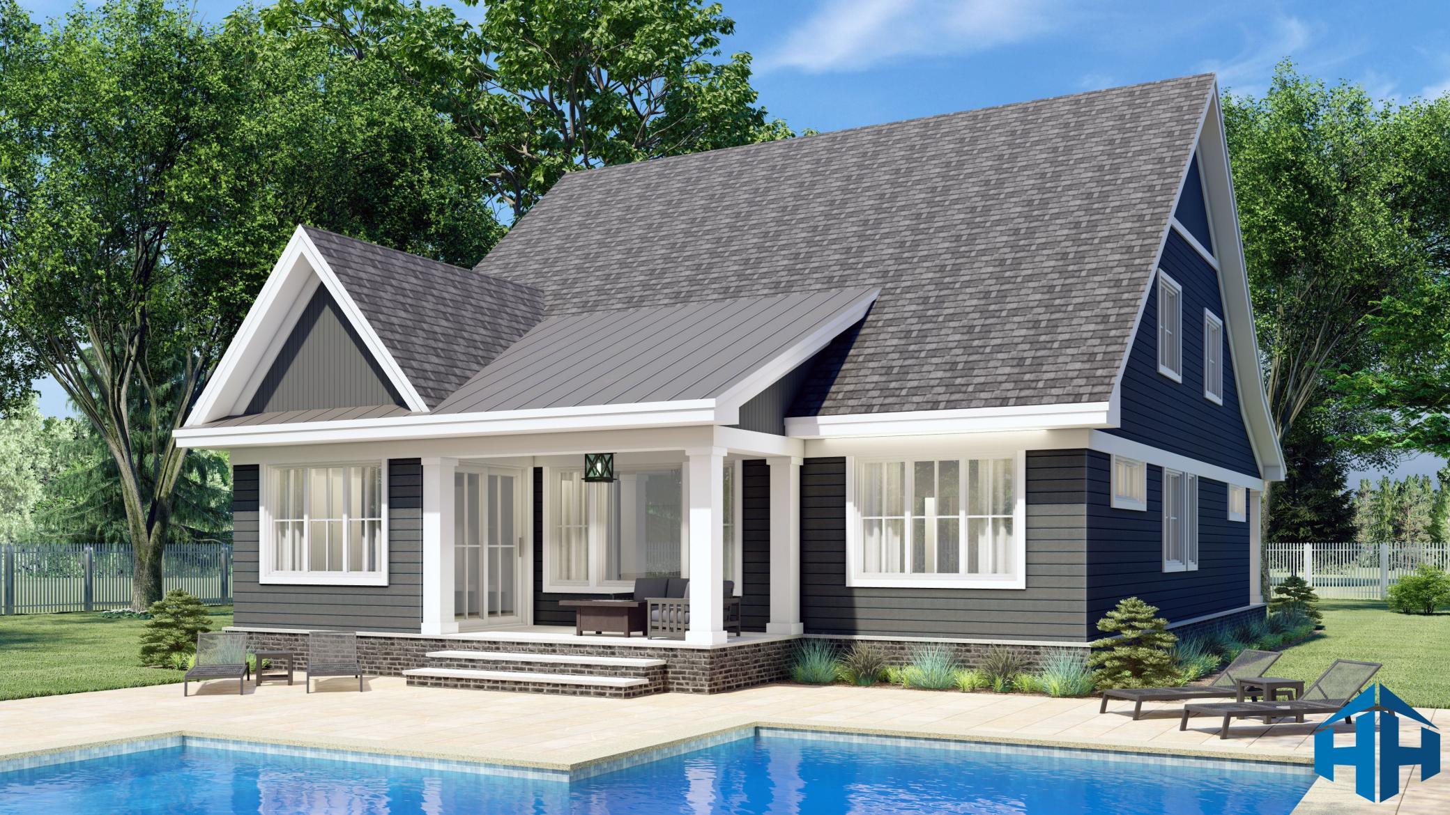 Hoxie Homes SAMPLE design, Emerald rear side elevation