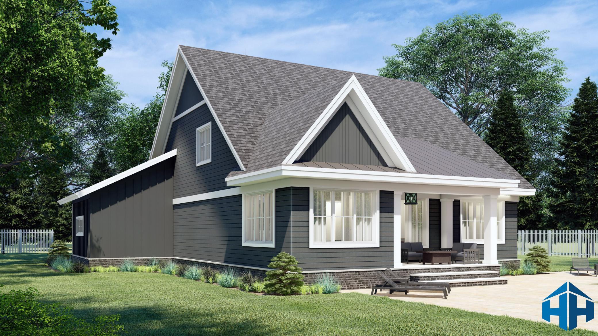 Hoxie Homes SAMPLE design, Emerald rear side elevation