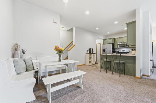 Walk upstairs to your two bedrooms, loft, laundry, and full bathroom.