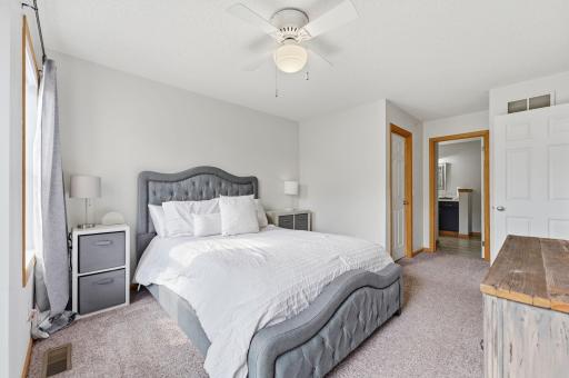 Whether you prefer a king, queen, or full-size bed, this spacious bedroom offers the flexibility to comfortably accommodate your furniture with room to spare.
