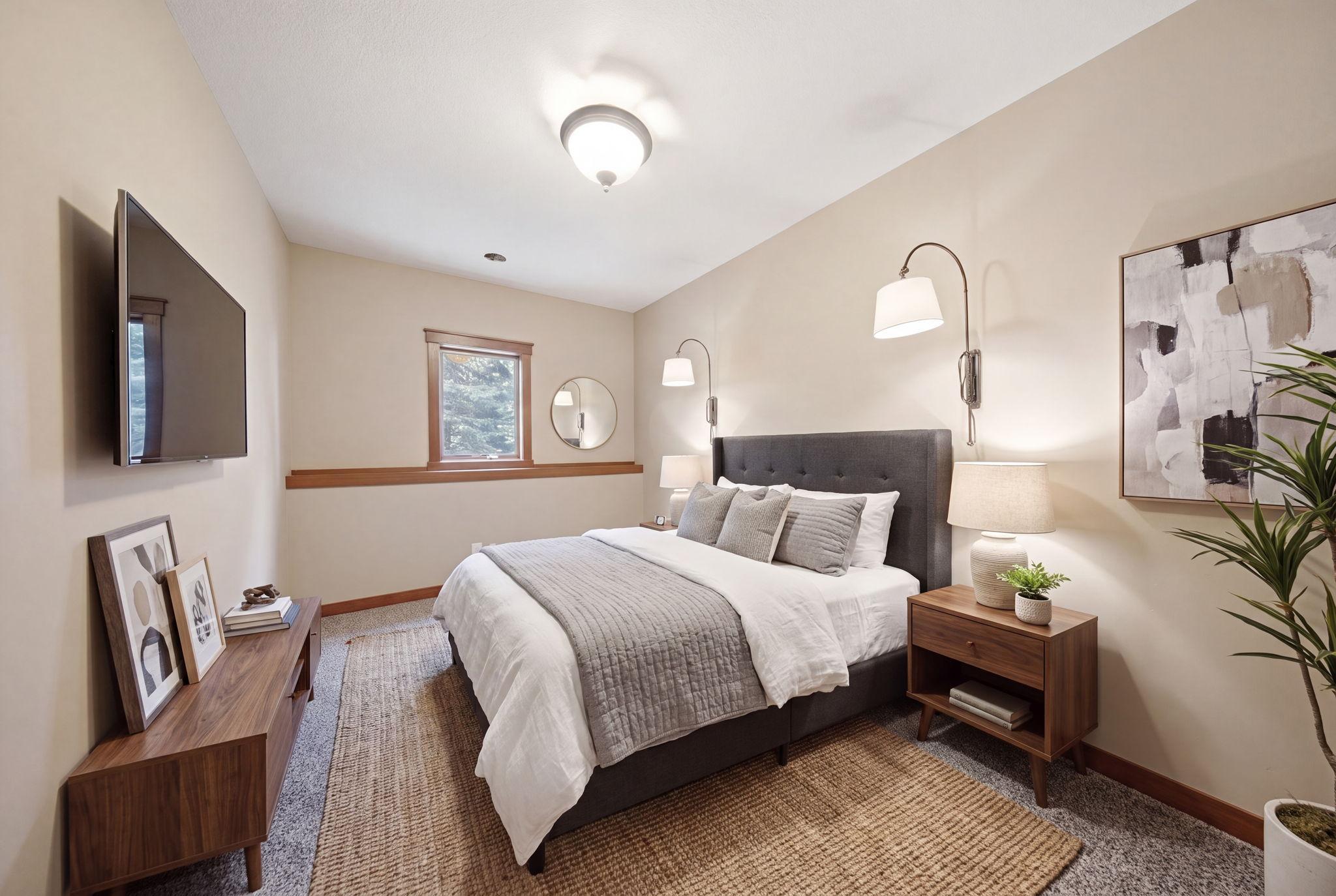 Lower level bedroom (virtually staged)