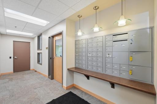 Mail area right upon entry into the building, convinient location.