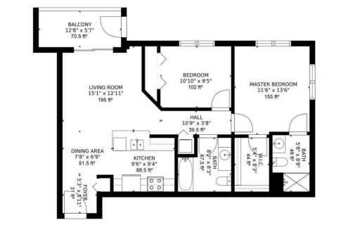 Floorplan - notice huge walk-in closet and primary en-suite full bathroom with spacious layout.