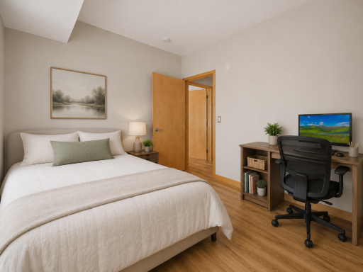 Another view of second bedroom. Virtually staged.