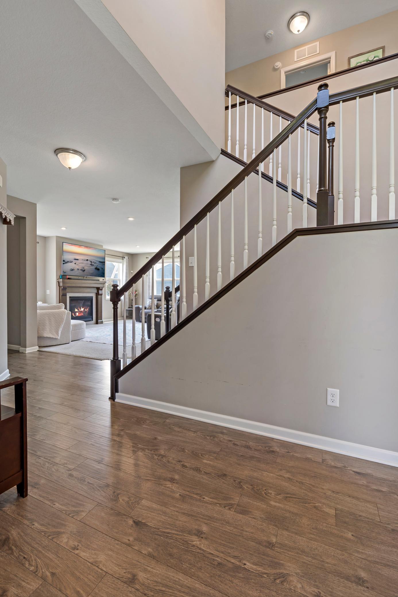 Welcoming and impressive foyer is welcoming to family and friends.