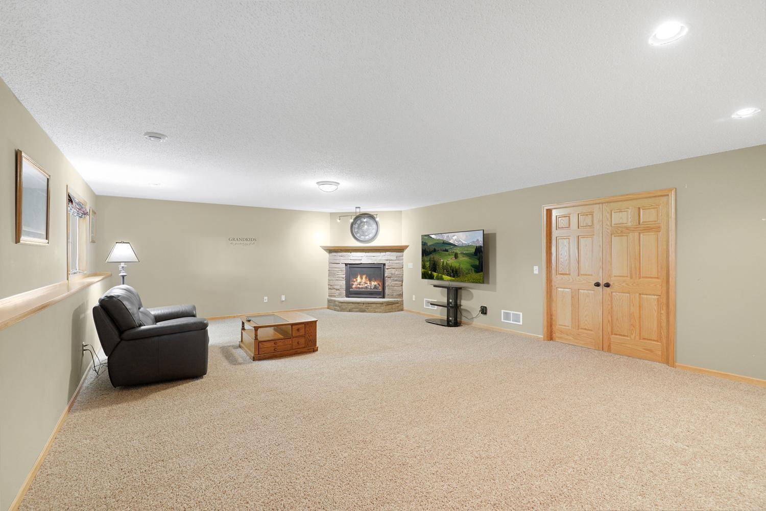 Very spacious family room in lower level