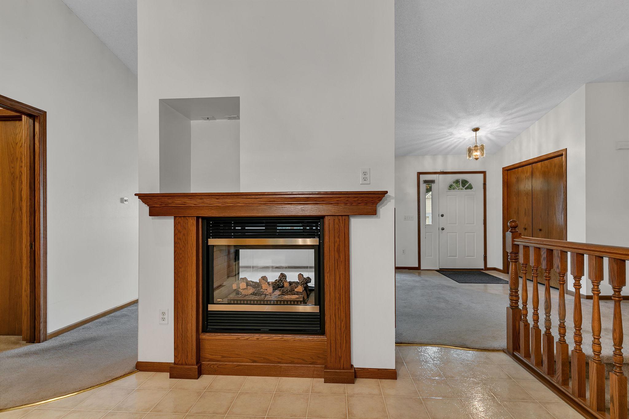 Gas Fireplace in Kitchen