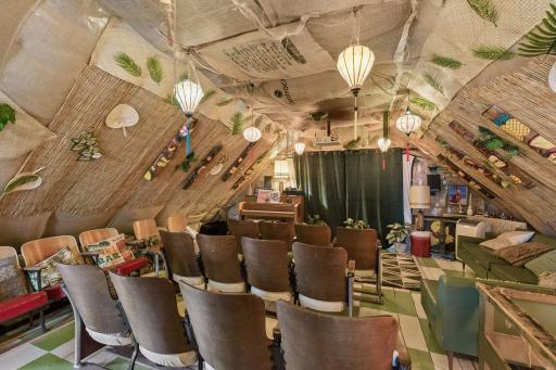 The attic was transformed into a cozy space for musical performances and gathering with friends.