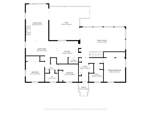 Main level features 3 bedrooms, 2 full bathrooms, living and family rooms