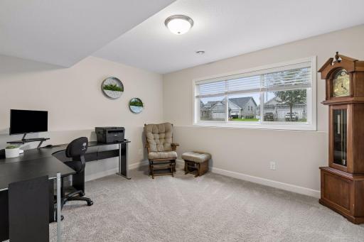 Currently used as a home office, this versatile fifth bedroom offers endless possibilities, whether you need a guest room, playroom, home gym, or dedicated workspace.