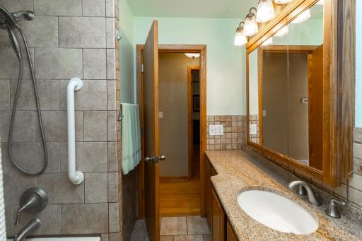 Lots of storage in bathroom.