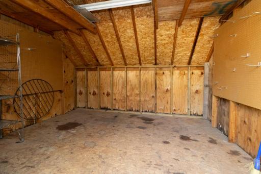 Inside storage shed.