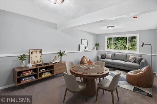 Virtually staged lower family room
