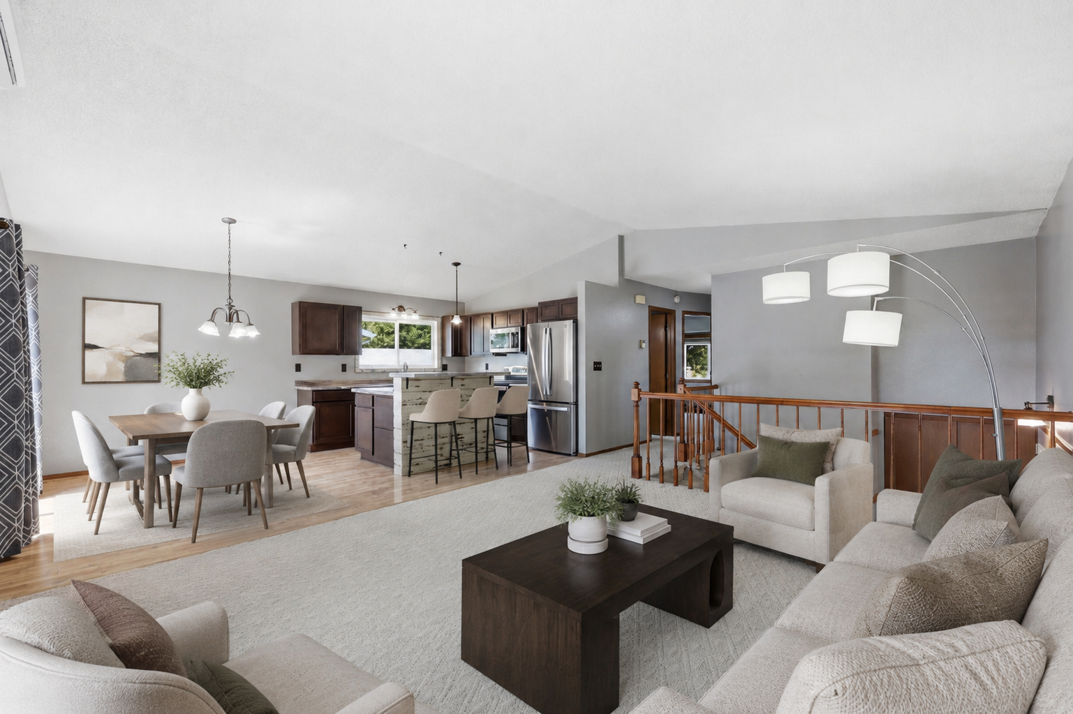 Virtually Staged - Living Room/Dining Area/Kitchen