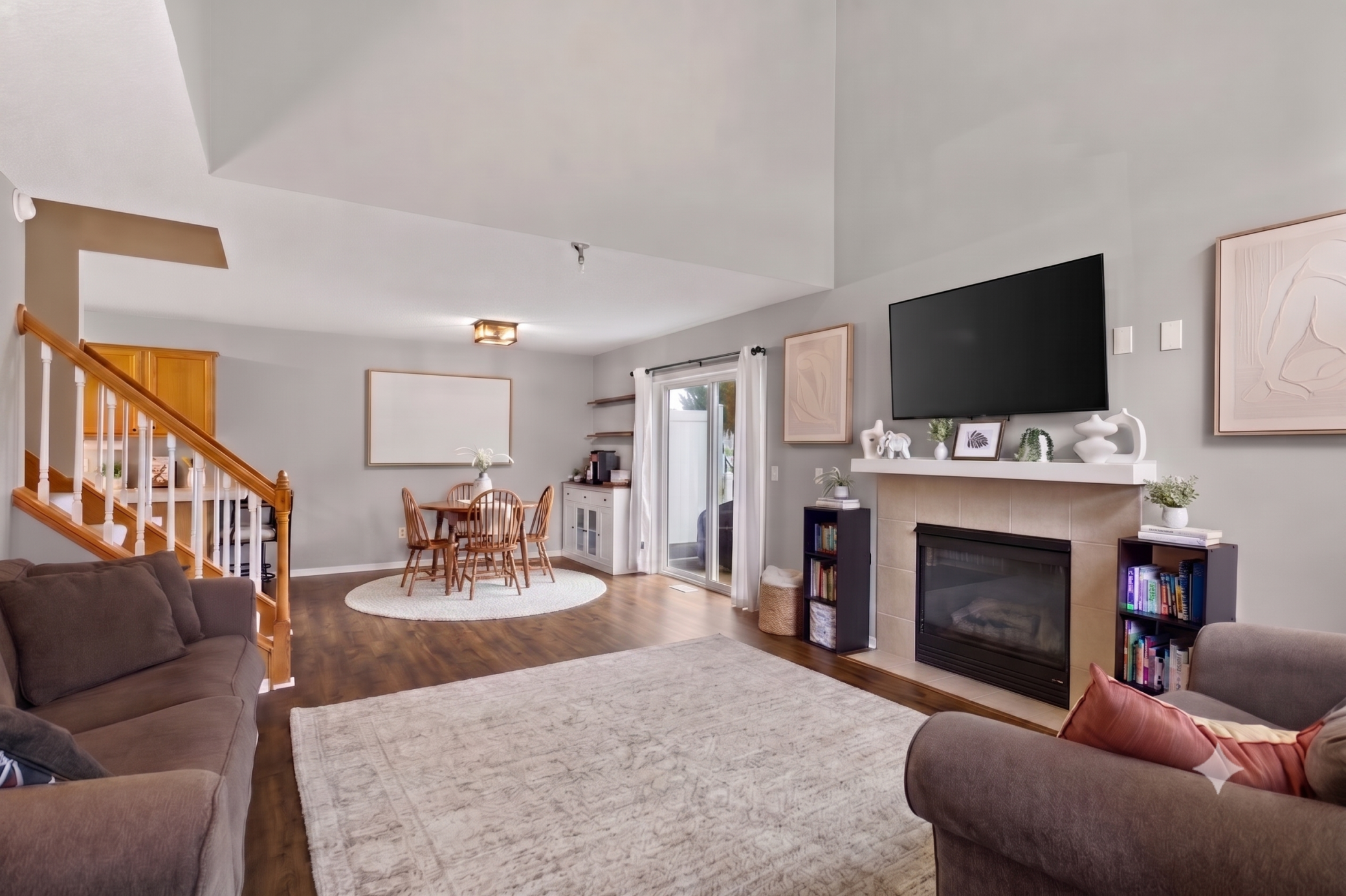 Main level: vaulted open-concept living room
