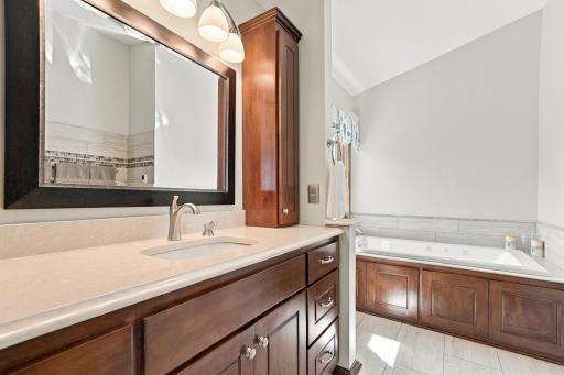 The primary bathroom was remodeled in 2016 and has in-floor heat.